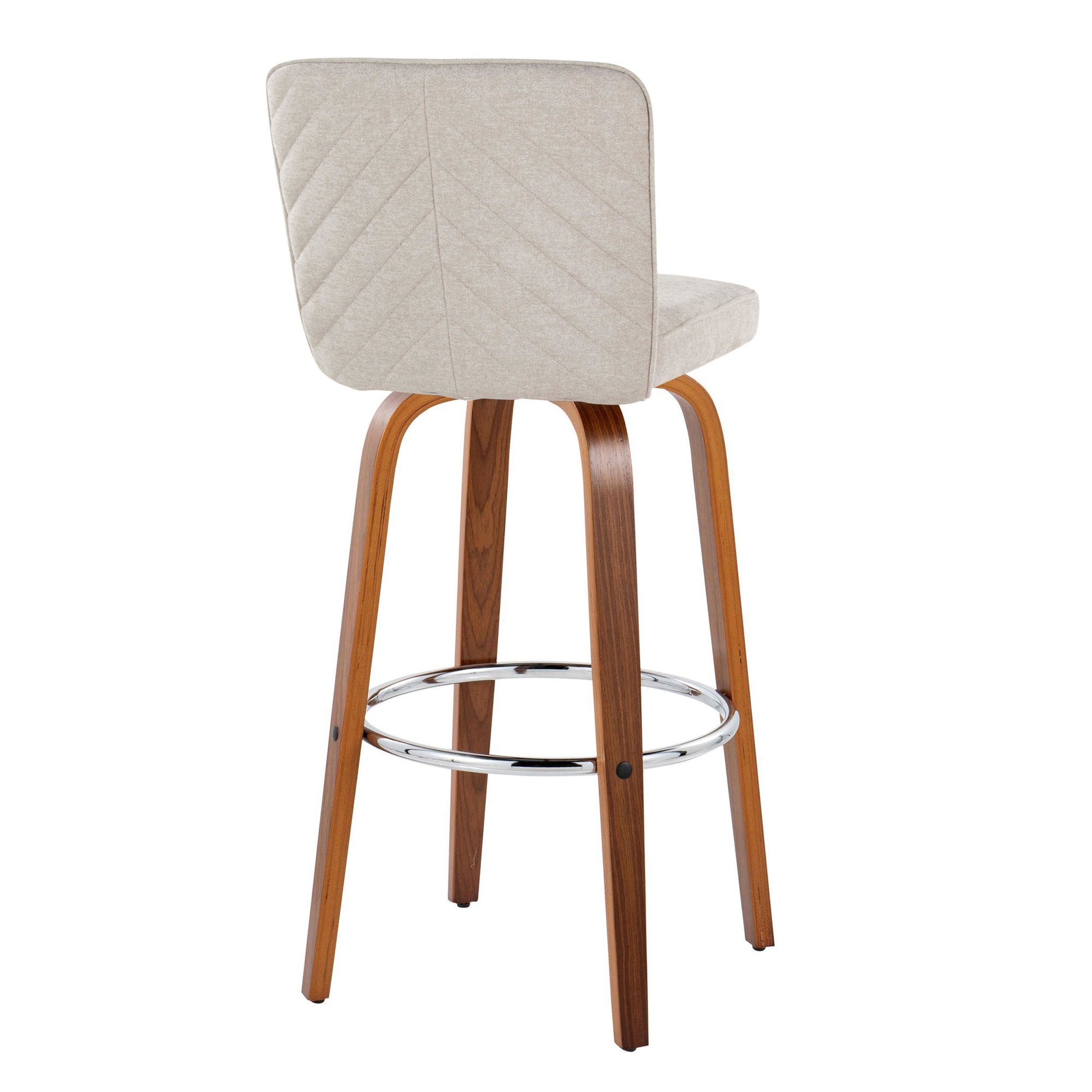 Henry 30 Walnut Wood Beige Contemporary Swivel Barstools (Set of 2) 8 Henry 30 Walnut Wood Beige Contemporary Swivel Barstools (Set of 2) - Image 8