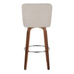 Henry 30 Walnut Wood Beige Contemporary Swivel Barstools (Set of 2) 20 Henry 30 Walnut Wood Beige Contemporary Swivel Barstools (Set of 2)