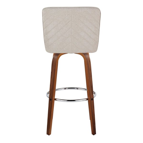 Henry 30 Walnut Wood Beige Contemporary Swivel Barstools Set of 2 8