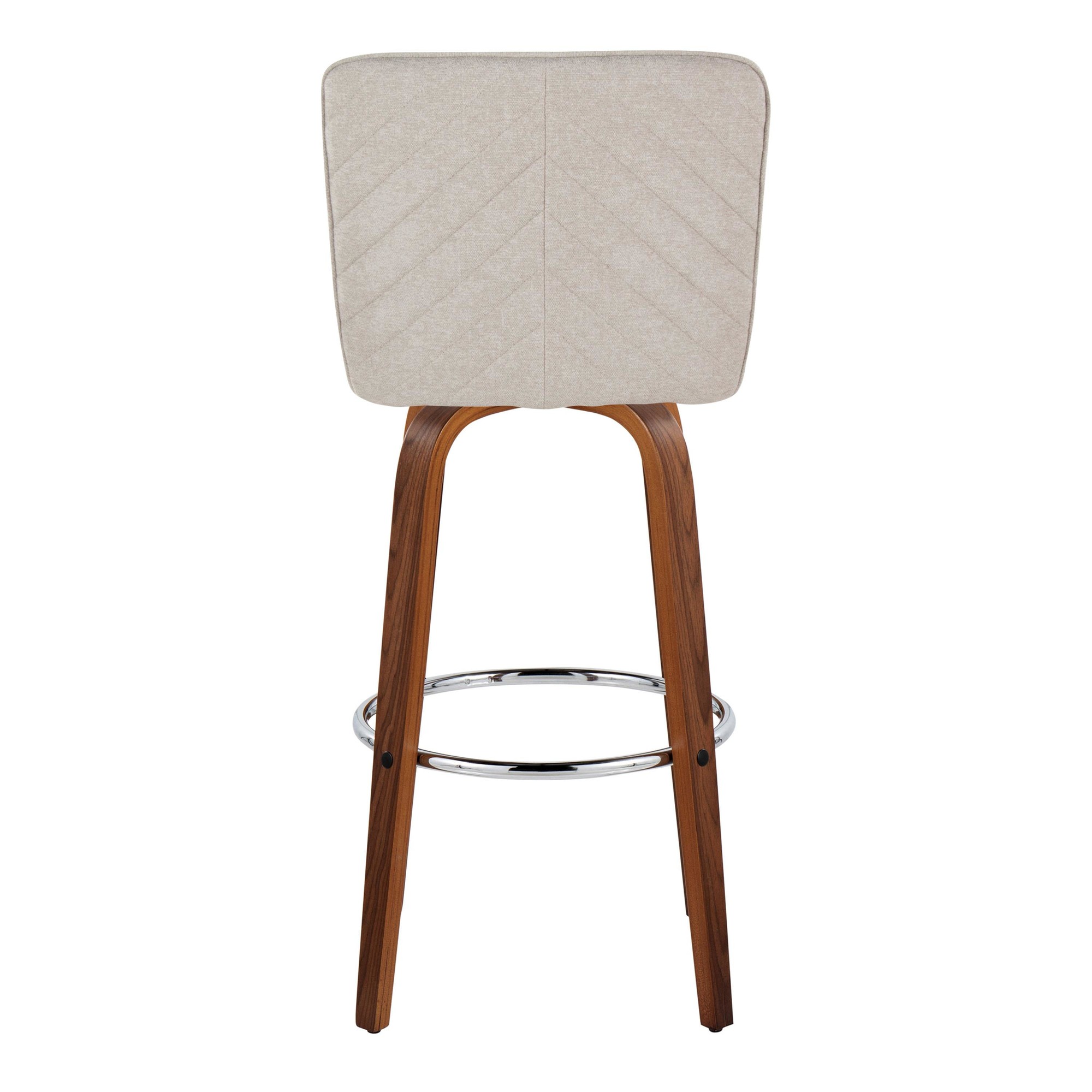 Henry 30 Walnut Wood Beige Contemporary Swivel Barstools (Set of 2) 9 Henry 30 Walnut Wood Beige Contemporary Swivel Barstools (Set of 2) - Image 9