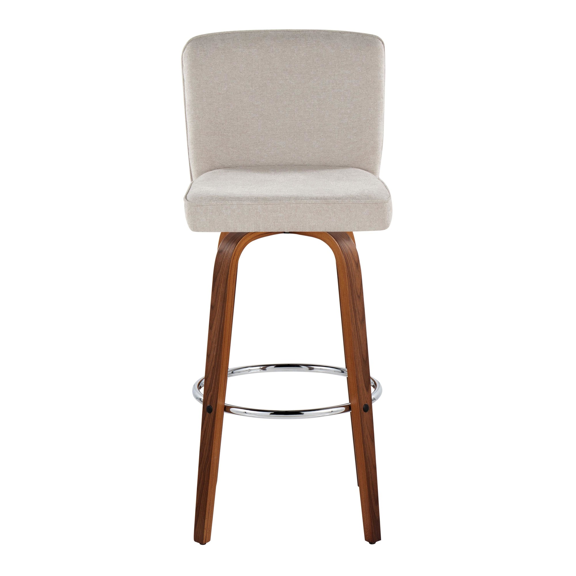 Henry 30 Walnut Wood Beige Contemporary Swivel Barstools (Set of 2) 10 Henry 30 Walnut Wood Beige Contemporary Swivel Barstools (Set of 2) - Image 10