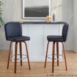 Henry 30" Walnut and Black Contemporary Swivel Barstools (Set of 2) 12 Henry 30" Walnut and Black Contemporary Swivel Barstools (Set of 2)