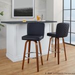Henry 30" Walnut and Black Contemporary Swivel Barstools (Set of 2) 15 Henry 30" Walnut and Black Contemporary Swivel Barstools (Set of 2)