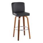 Henry 30" Walnut and Black Contemporary Swivel Barstools (Set of 2) 17 Henry 30" Walnut and Black Contemporary Swivel Barstools (Set of 2)