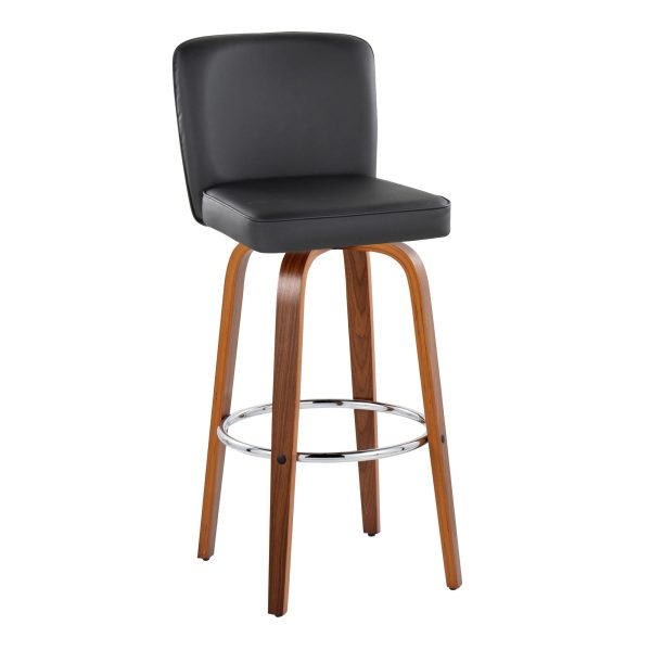 Henry 30 Walnut and Black Contemporary Swivel Barstools Set of 2 5