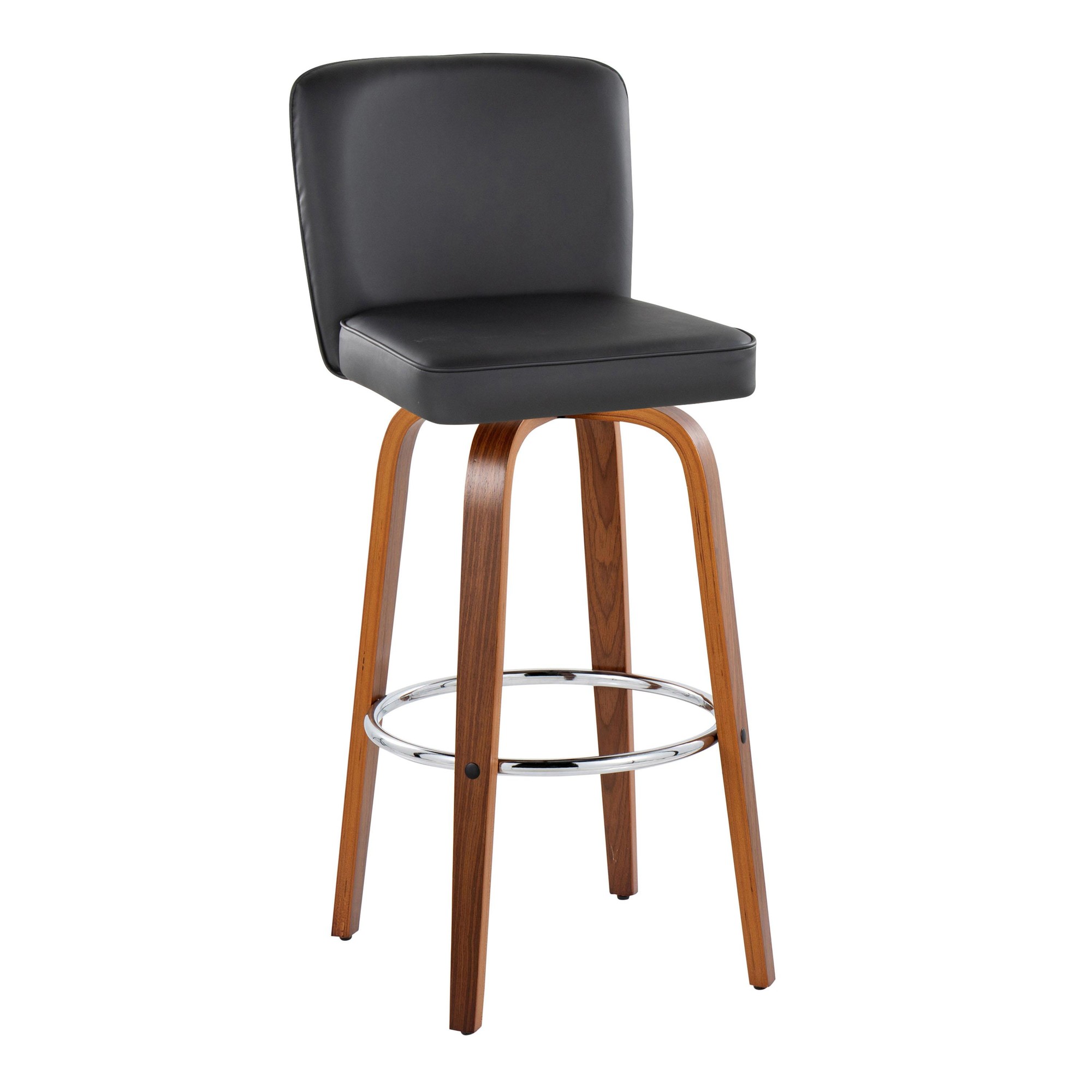 Henry 30" Walnut and Black Contemporary Swivel Barstools (Set of 2) 6 Henry 30" Walnut and Black Contemporary Swivel Barstools (Set of 2) - Image 6