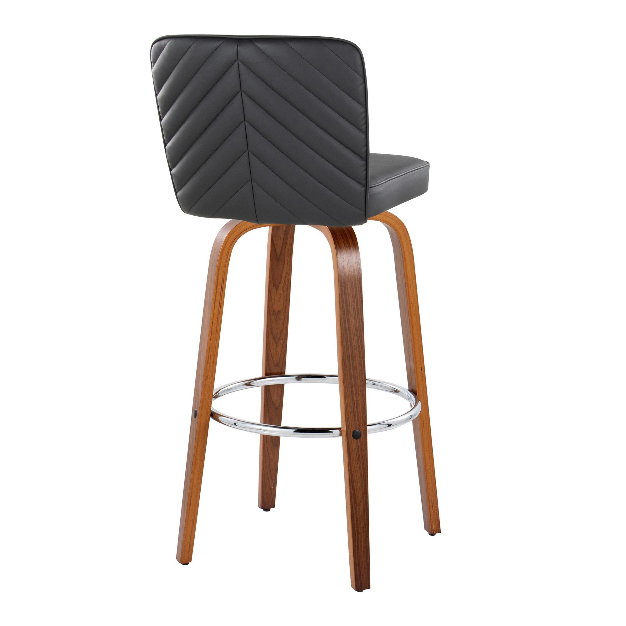 Henry 30" Walnut and Black Contemporary Swivel Barstools (Set of 2) 8 Henry 30" Walnut and Black Contemporary Swivel Barstools (Set of 2) - Image 8