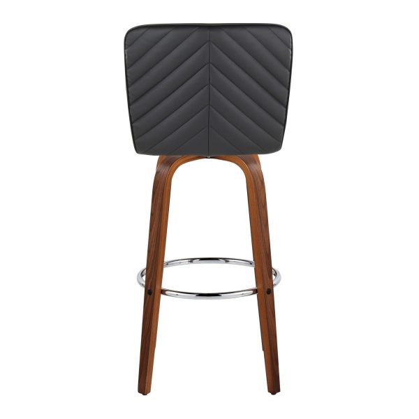 Henry 30 Walnut and Black Contemporary Swivel Barstools Set of 2 8