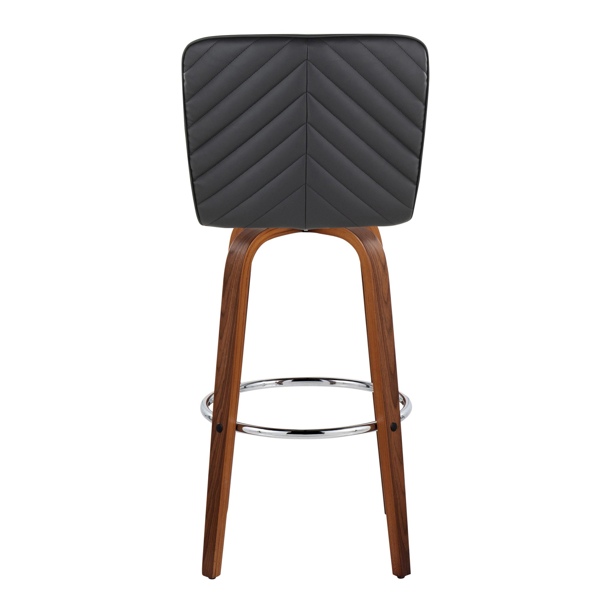 Henry 30" Walnut and Black Contemporary Swivel Barstools (Set of 2) 9 Henry 30" Walnut and Black Contemporary Swivel Barstools (Set of 2) - Image 9