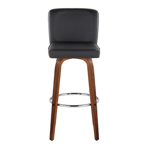 Henry 30 Walnut and Black Contemporary Swivel Barstools Set of 2 9