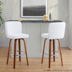 Henry 30 Walnut/White Contemporary Swivel Barstools (Set of 2)