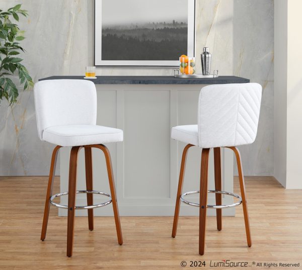 Henry 30 WalnutWhite Contemporary Swivel Barstools Set of 2 1