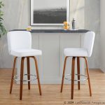 Henry 30 Walnut/White Contemporary Swivel Barstools (Set of 2)
