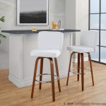 Henry 30 Walnut/White Contemporary Swivel Barstools (Set of 2)