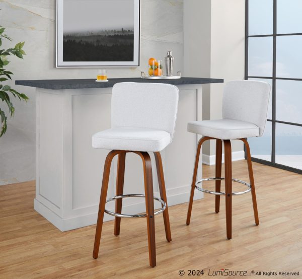 Henry 30 WalnutWhite Contemporary Swivel Barstools Set of 2 2