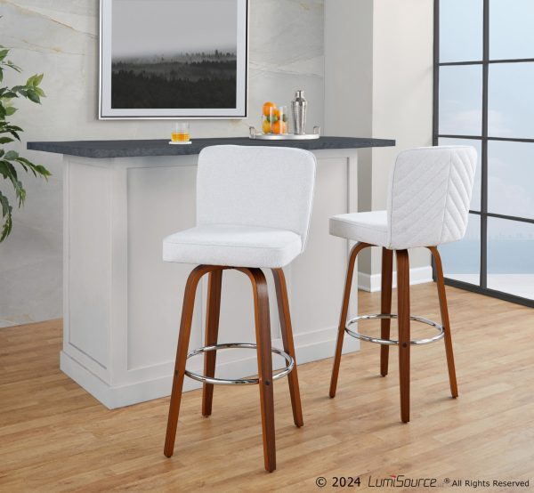 Henry 30 WalnutWhite Contemporary Swivel Barstools Set of 2 3