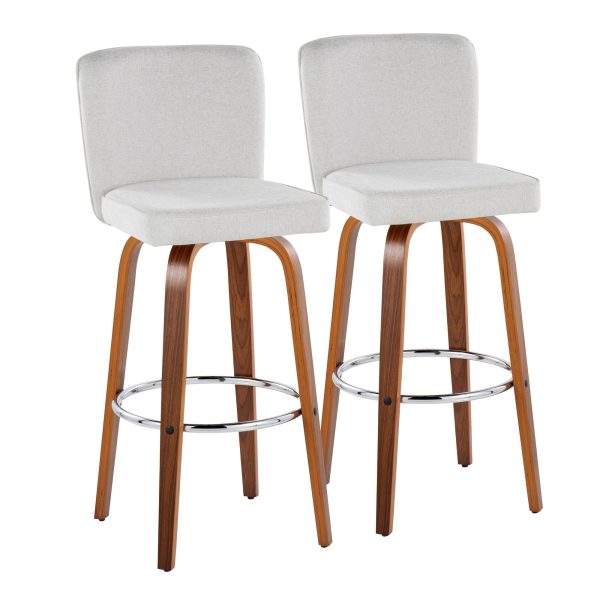 Henry 30 WalnutWhite Contemporary Swivel Barstools Set of 2 4