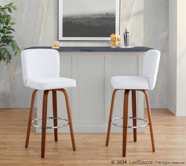 Henry 30 WalnutWhite Contemporary Swivel Barstools Set of 2
