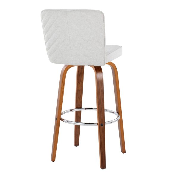 Henry 30 WalnutWhite Contemporary Swivel Barstools Set of 2 7