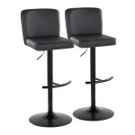 Henry Black Faux Leather Contemporary Adjustable Swivel Barstool (Set of 2) 16 Henry Black Faux Leather Contemporary Adjustable Swivel Barstool (Set of 2)