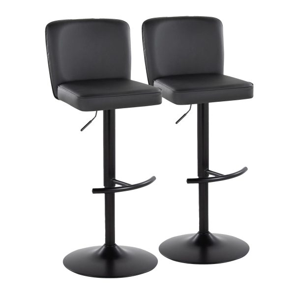 Henry Black Faux Leather Contemporary Adjustable Swivel Barstool Set of 2 4