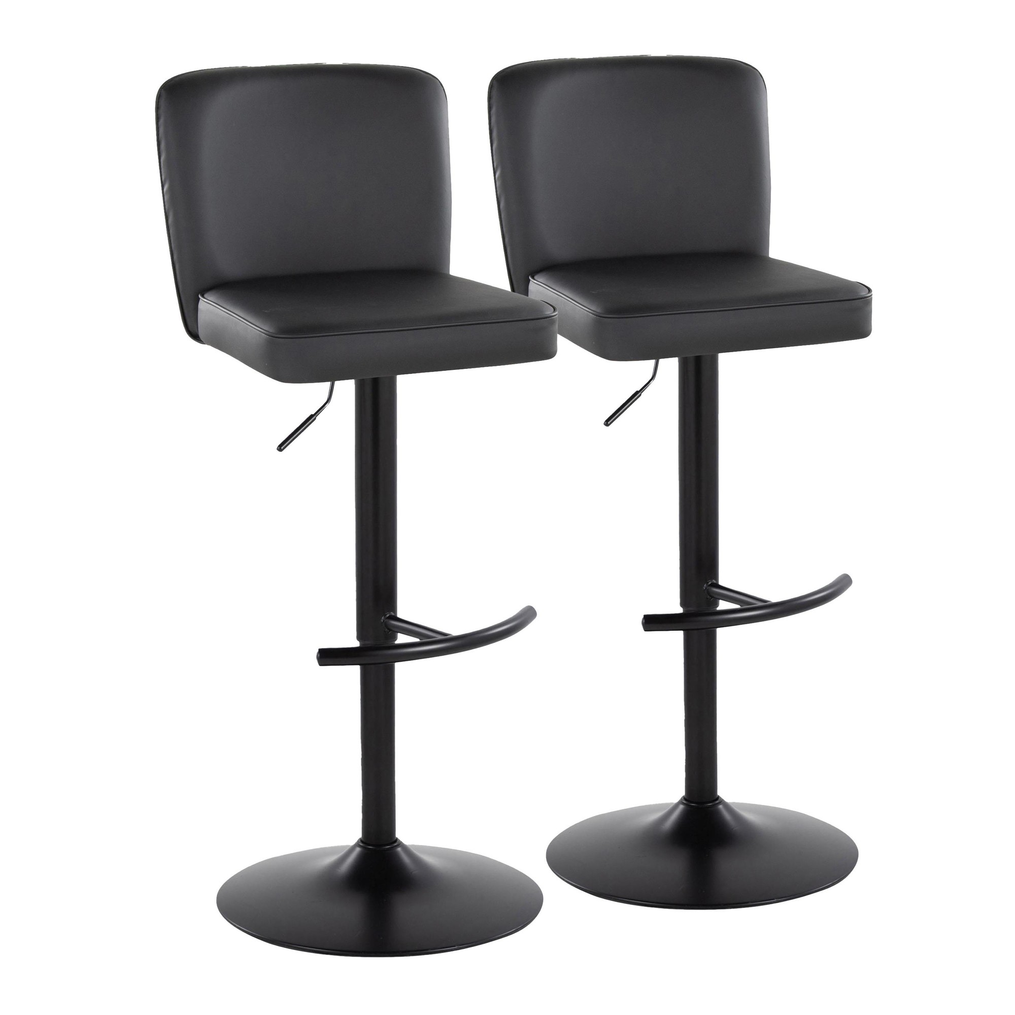 Henry Black Faux Leather Contemporary Adjustable Swivel Barstool (Set of 2) 5 Henry Black Faux Leather Contemporary Adjustable Swivel Barstool (Set of 2) - Image 5