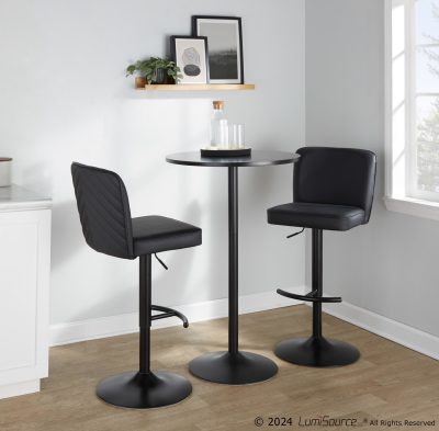 Henry Black Faux Leather Contemporary Adjustable Swivel Barstool (Set of 2)