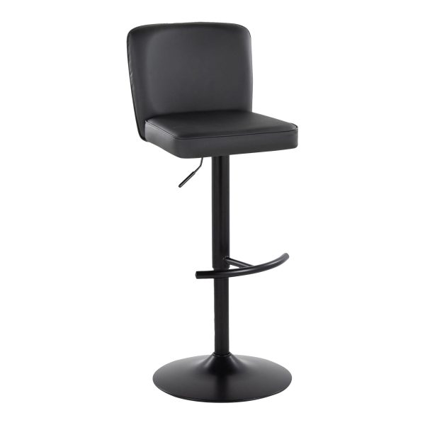 Henry Black Faux Leather Contemporary Adjustable Swivel Barstool Set of 2 5