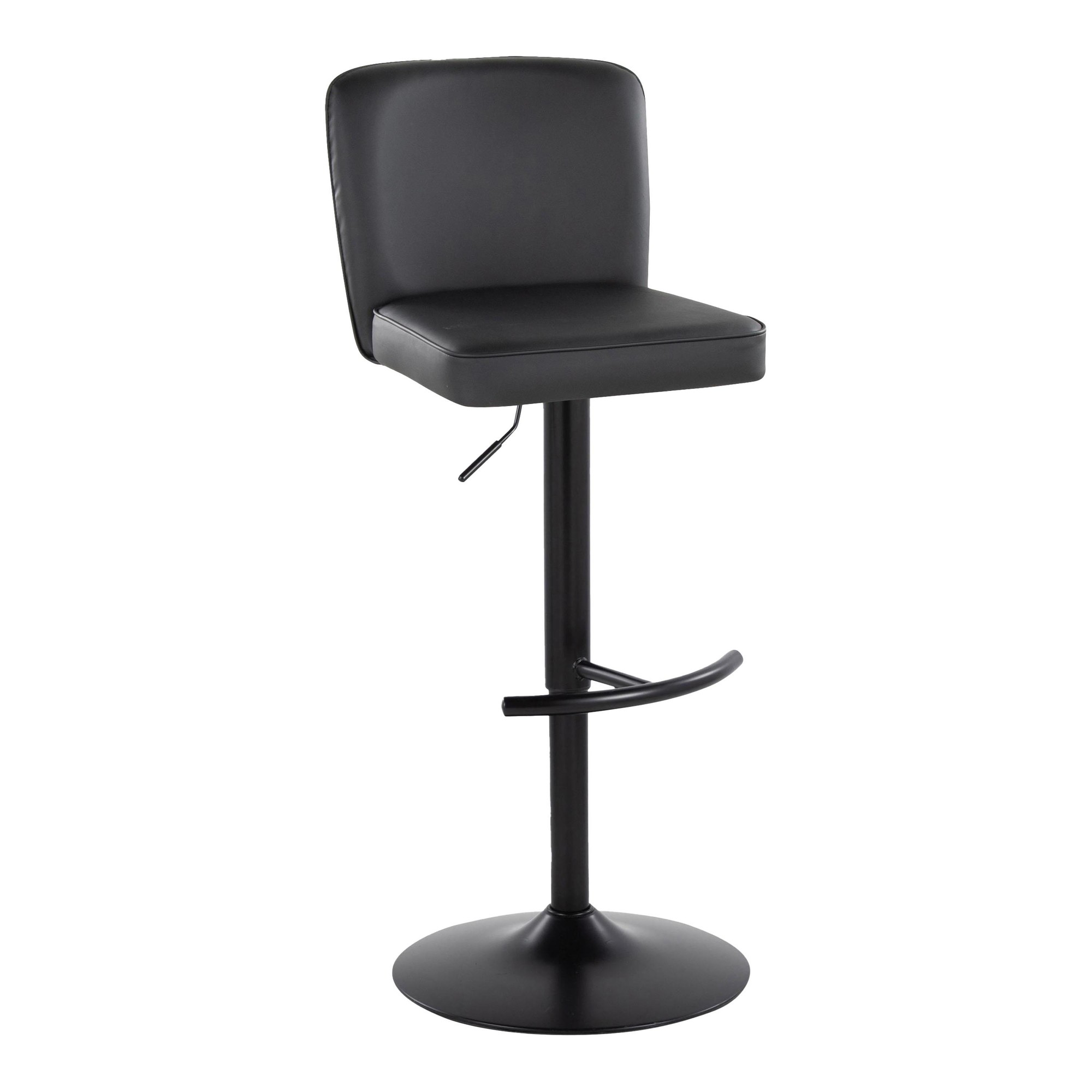 Henry Black Faux Leather Contemporary Adjustable Swivel Barstool (Set of 2) 6 Henry Black Faux Leather Contemporary Adjustable Swivel Barstool (Set of 2) - Image 6