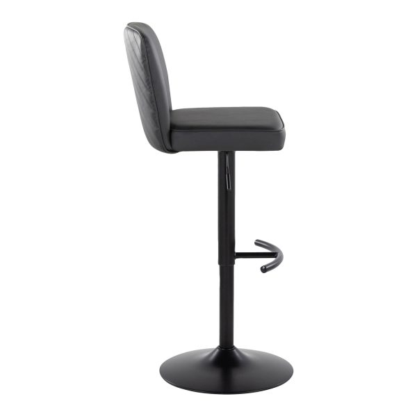 Henry Black Faux Leather Contemporary Adjustable Swivel Barstool Set of 2 6