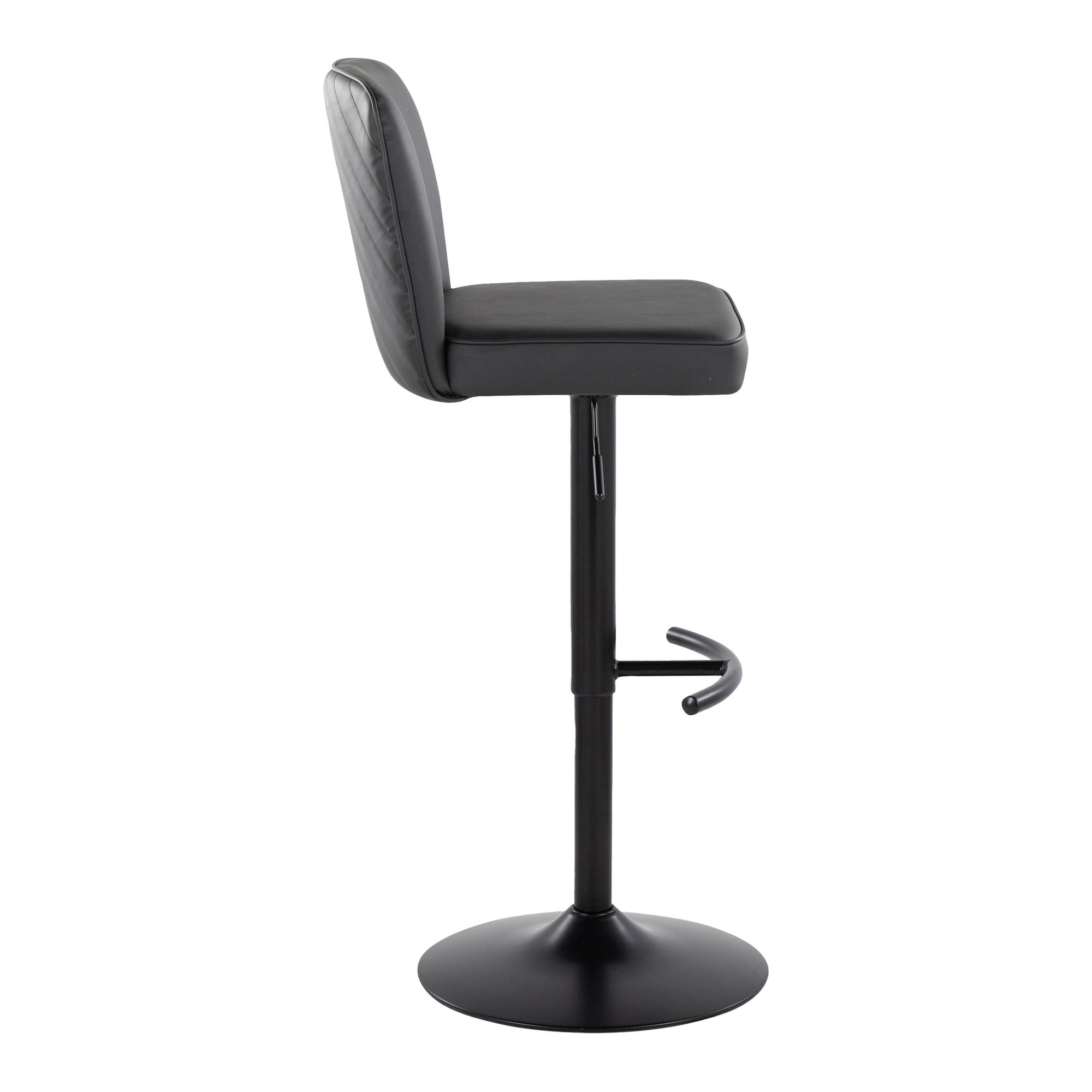 Henry Black Faux Leather Contemporary Adjustable Swivel Barstool (Set of 2) 7 Henry Black Faux Leather Contemporary Adjustable Swivel Barstool (Set of 2) - Image 7