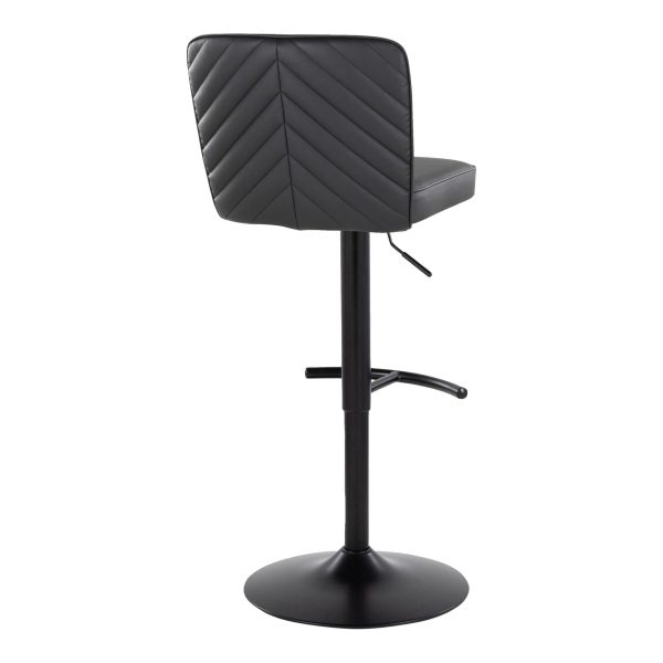 Henry Black Faux Leather Contemporary Adjustable Swivel Barstool Set of 2 7