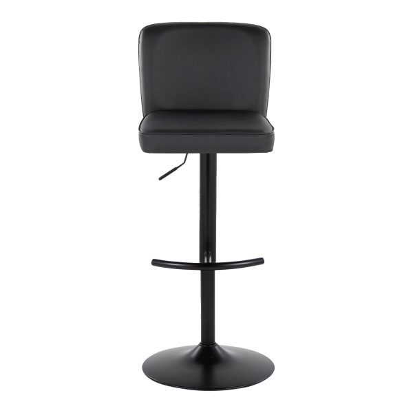 Henry Black Faux Leather Contemporary Adjustable Swivel Barstool Set of 2 9