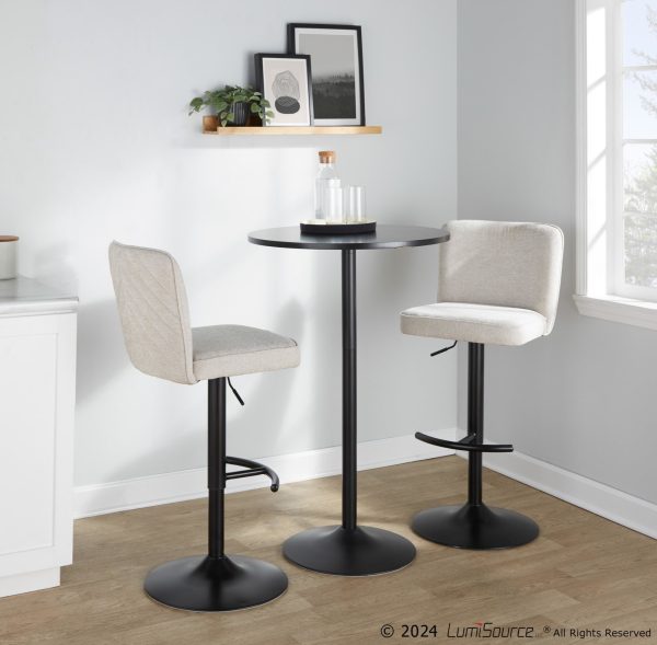 Henry Black Metal Beige Contemporary Swivel Barstools Set of 2 1