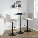 Henry Black Metal Beige Contemporary Swivel Barstools (Set of 2) 12 Henry Black Metal Beige Contemporary Swivel Barstools (Set of 2)