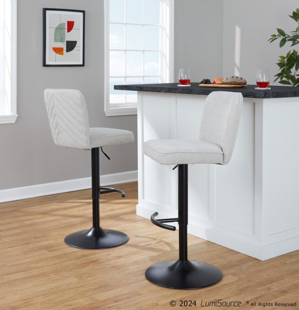 Henry Black Metal Beige Contemporary Swivel Barstools Set of 2 2