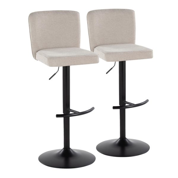 Henry Black Metal Beige Contemporary Swivel Barstools Set of 2 4