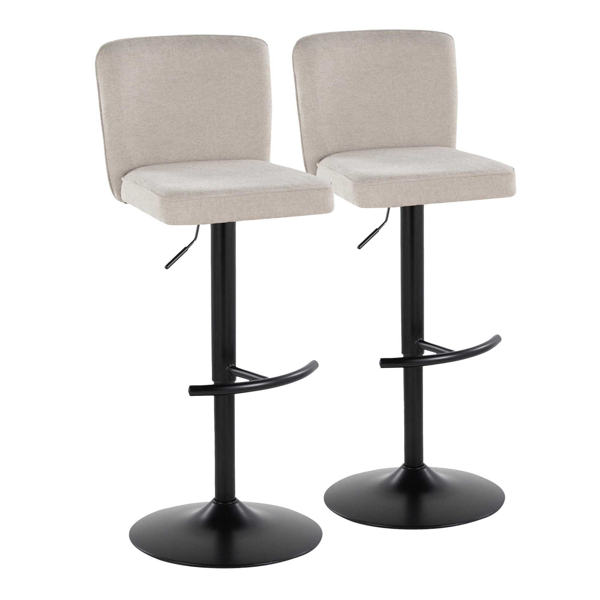 Henry Black Metal Beige Contemporary Swivel Barstools (Set of 2) 5 Henry Black Metal Beige Contemporary Swivel Barstools (Set of 2) - Image 5
