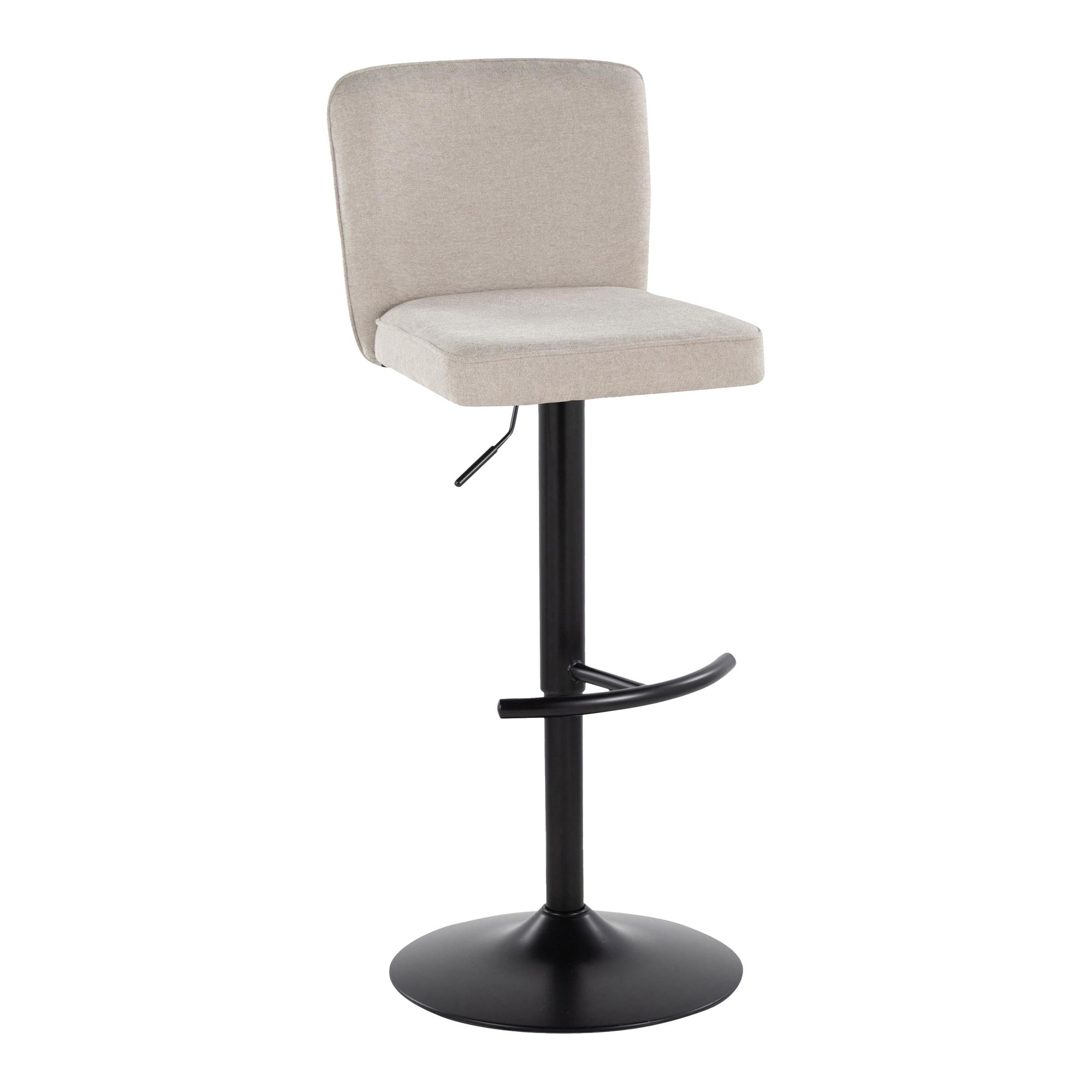 Henry Black Metal Beige Contemporary Swivel Barstools (Set of 2) 6 Henry Black Metal Beige Contemporary Swivel Barstools (Set of 2) - Image 6