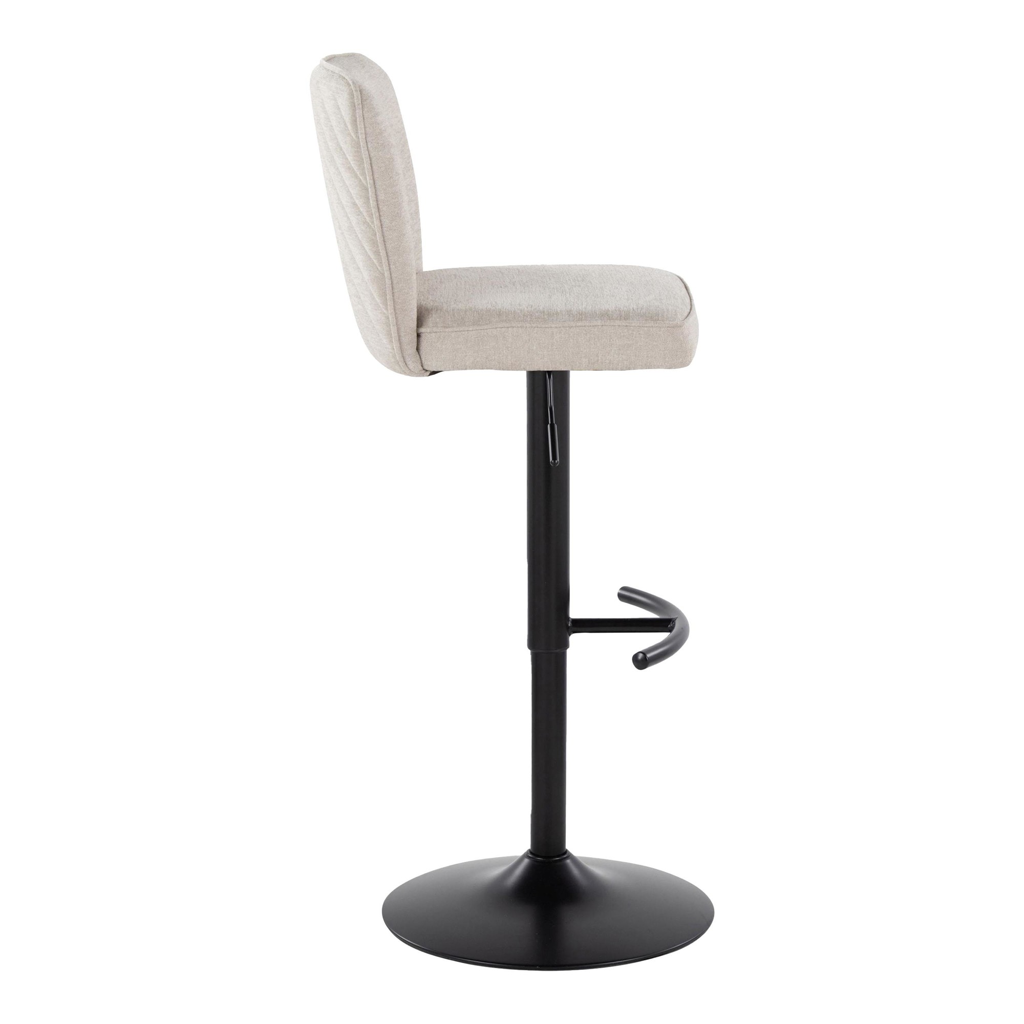 Henry Black Metal Beige Contemporary Swivel Barstools (Set of 2) 7 Henry Black Metal Beige Contemporary Swivel Barstools (Set of 2) - Image 7