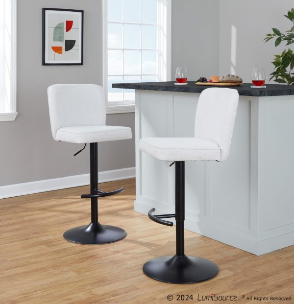 Henry Black Metal White Contemporary Swivel Barstool Set of 2 1