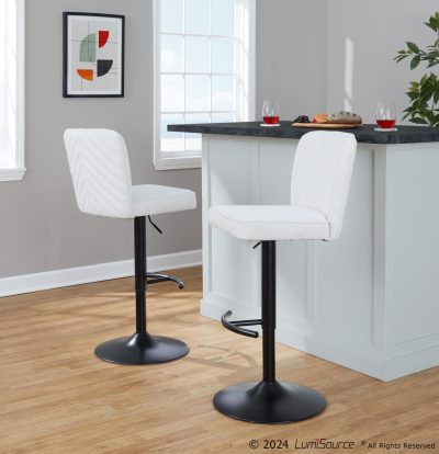 Henry Black Metal White Contemporary Swivel Barstool (Set of 2)
