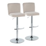 Henry Chrome Beige Contemporary Adjustable Swivel Barstool (Set of 2) 12 Henry Chrome Beige Contemporary Adjustable Swivel Barstool (Set of 2)