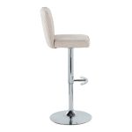 Henry Chrome Beige Contemporary Adjustable Swivel Barstool (Set of 2) 14 Henry Chrome Beige Contemporary Adjustable Swivel Barstool (Set of 2)