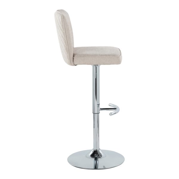 Henry Chrome Beige Contemporary Adjustable Swivel Barstool Set of 2 4