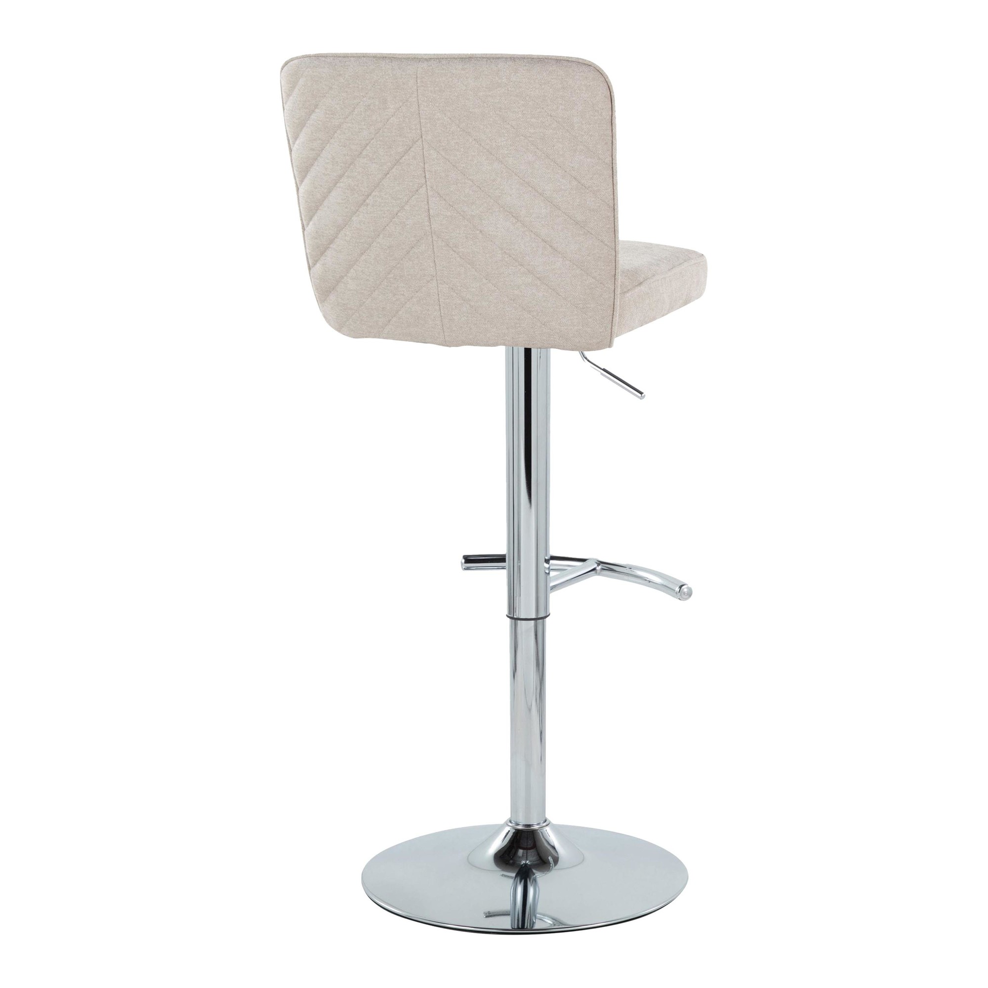 Henry Chrome Beige Contemporary Adjustable Swivel Barstool (Set of 2) 6 Henry Chrome Beige Contemporary Adjustable Swivel Barstool (Set of 2) - Image 6