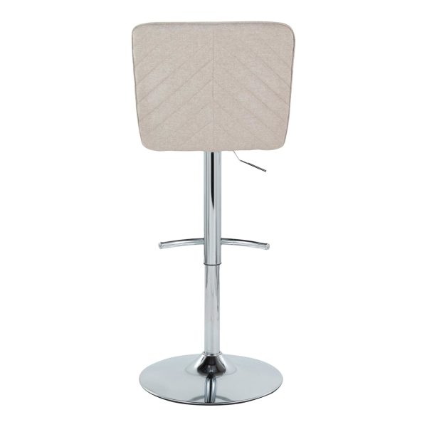 Henry Chrome Beige Contemporary Adjustable Swivel Barstool Set of 2 6