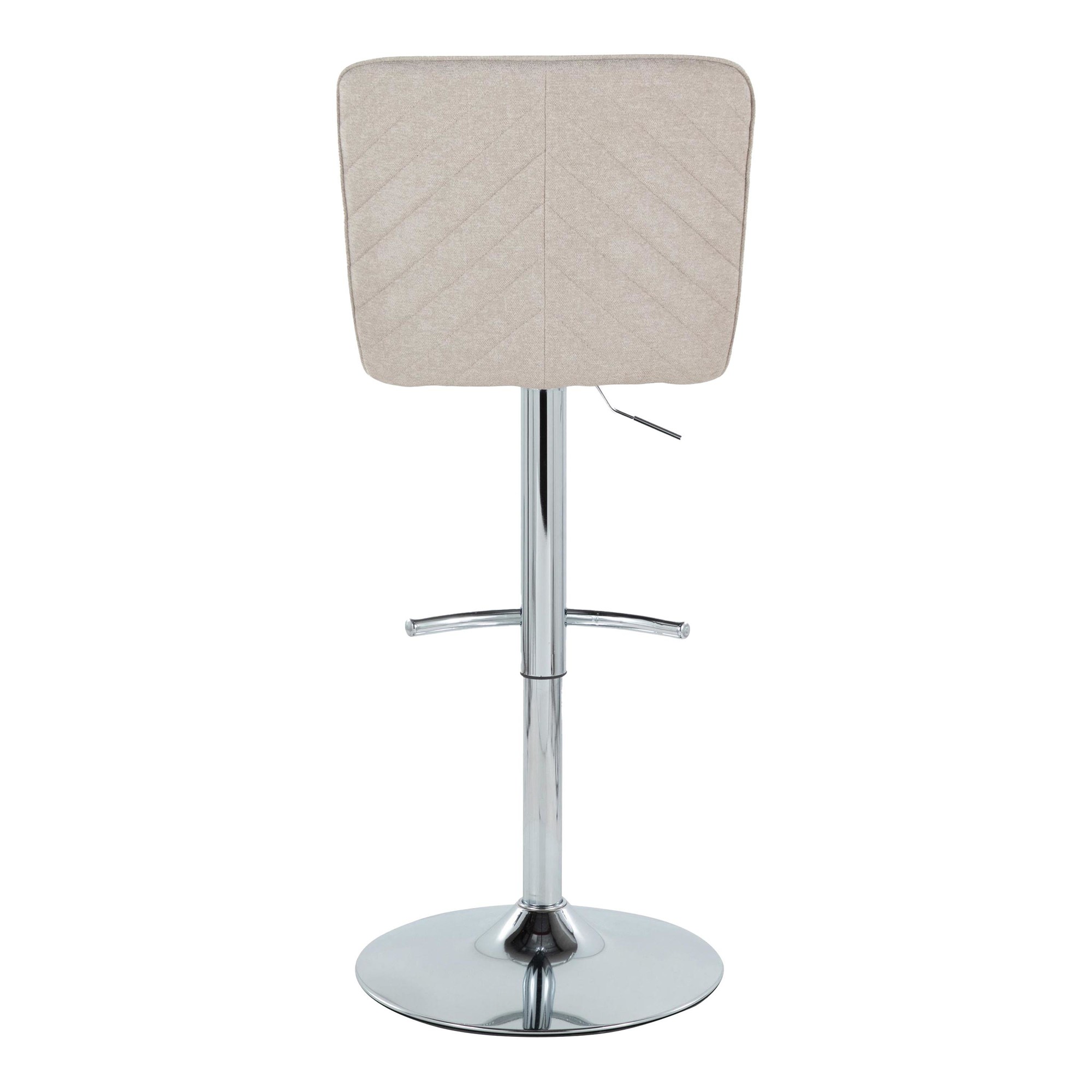 Henry Chrome Beige Contemporary Adjustable Swivel Barstool (Set of 2) 7 Henry Chrome Beige Contemporary Adjustable Swivel Barstool (Set of 2) - Image 7