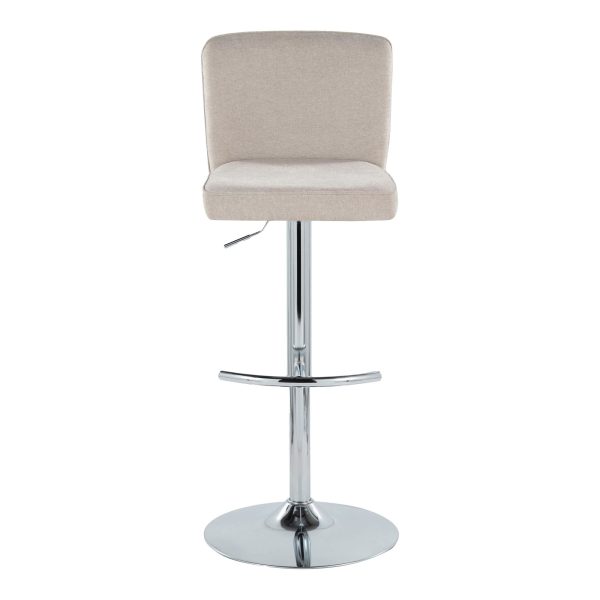 Henry Chrome Beige Contemporary Adjustable Swivel Barstool Set of 2 7