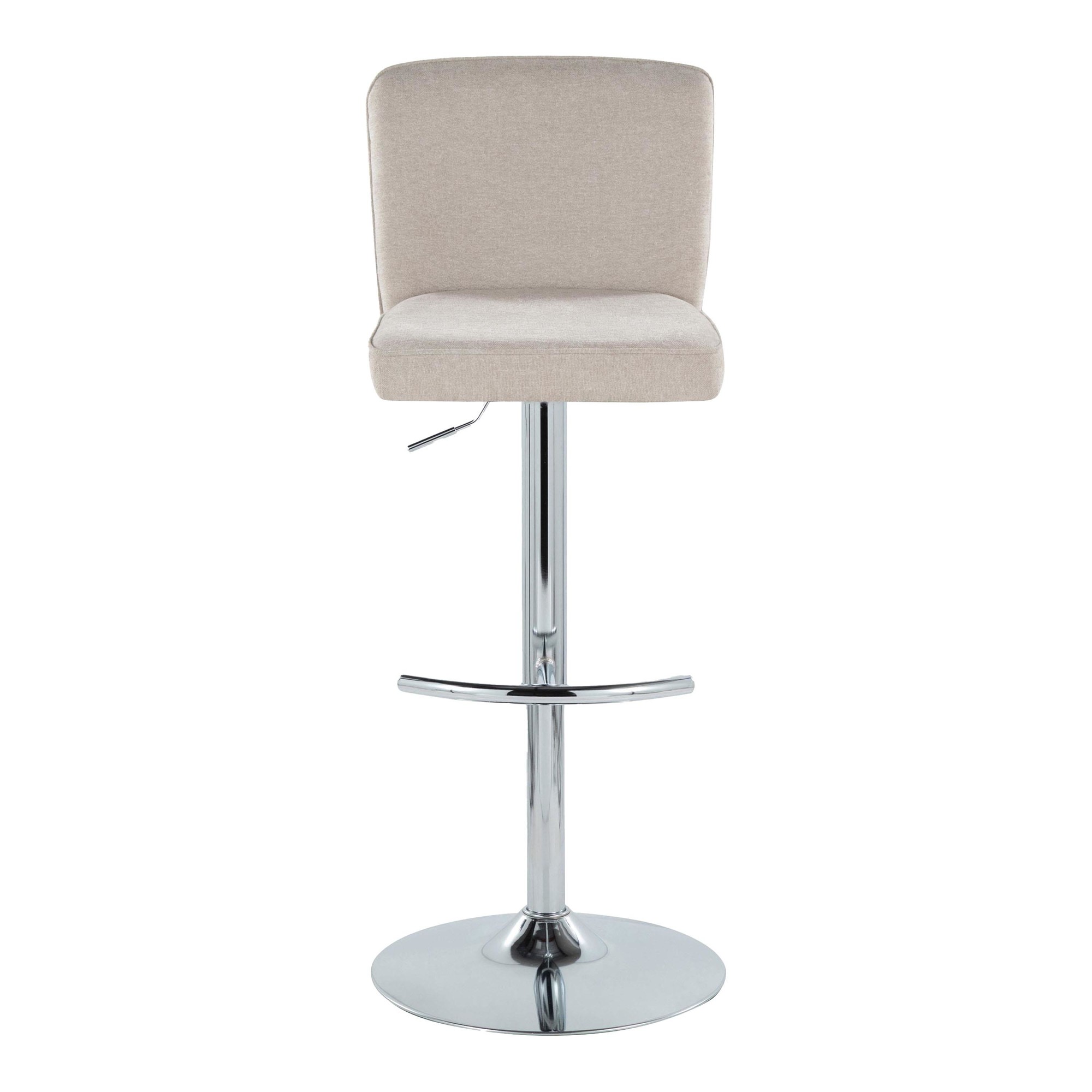Henry Chrome Beige Contemporary Adjustable Swivel Barstool (Set of 2) 8 Henry Chrome Beige Contemporary Adjustable Swivel Barstool (Set of 2) - Image 8